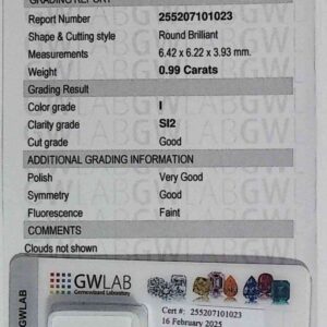 DIAMANTE ROUND BRILLIANT 255207101023